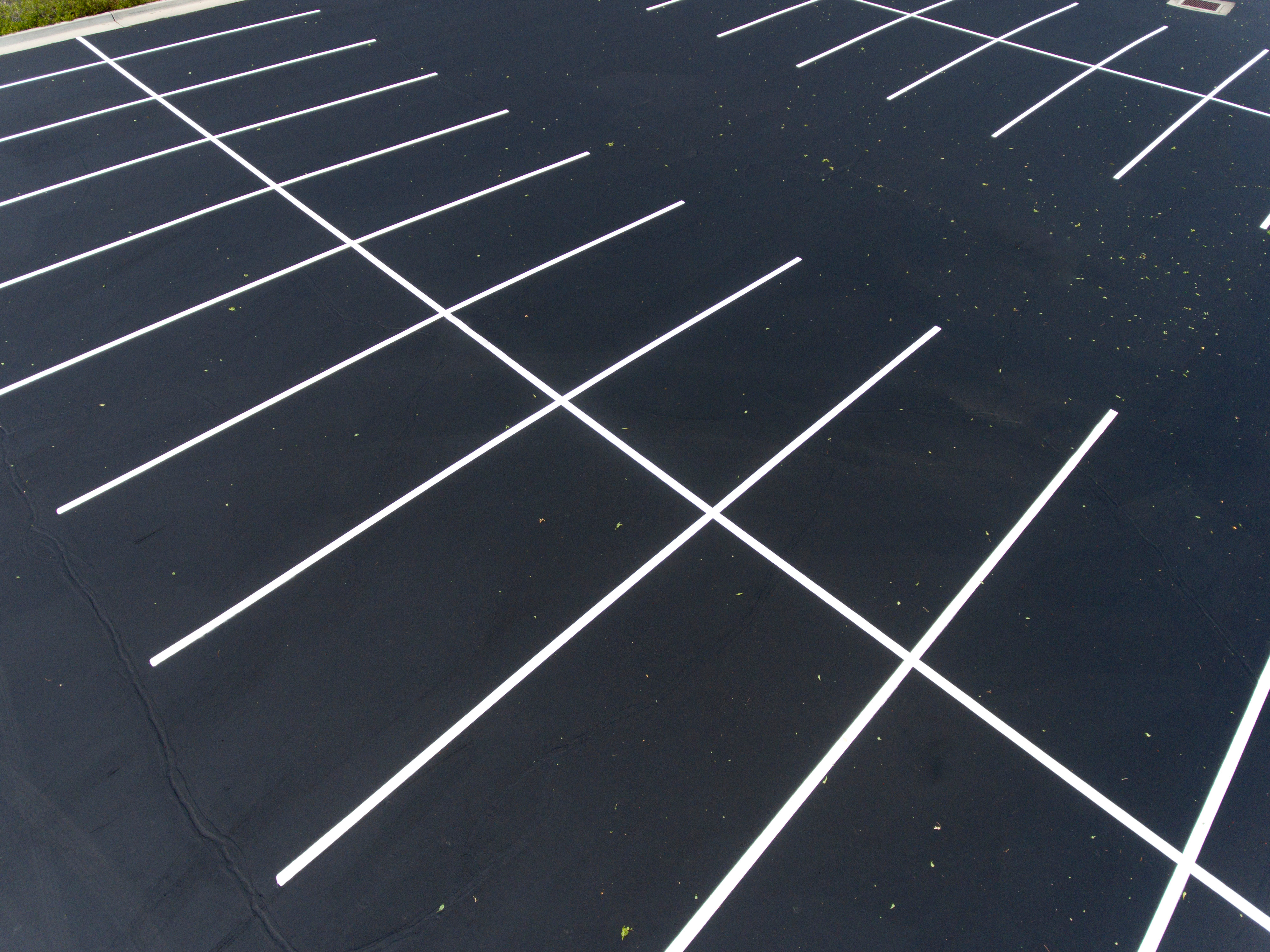 Fresh painted parking lot lines