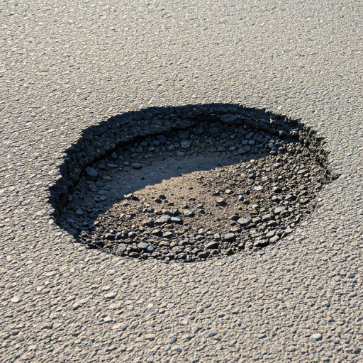 Repaired asphalt pothole patch
